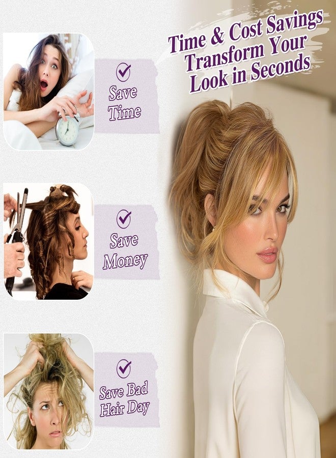 بارسدار وصلة شعر بارسدار القصيرة على شكل ذيل حصان من شعر بشري طبيعي مع مشابك معدنية قابلة للثني - وصلات شعر بني كستنائي فوضوية بطول 8 بوصات للنساء - ذيل حصان قصير طبيعي كثيف للاستخدام اليومي - Image 3